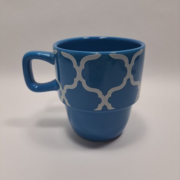 Crofton Stackable Blue White Geometric Pattern Coffee Mug 14 Fl Oz - Picture 5 of 15